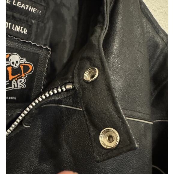 Vintage Wild Wear Men’s Genuine Leather Zip Out Liner Black Motorcycle Jacket XL - Picture 4 of 13